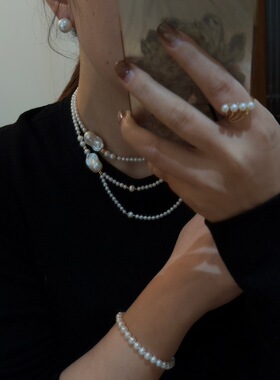 Pearl Long Necklace小香风巴洛克珍珠装饰串珠长项链