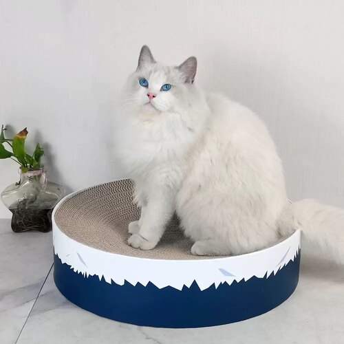 简约圆形猫饼瓦楞纸猫抓板圆盘碗形猫爪板磨爪器加厚碗形猫窝猫床 - 图0