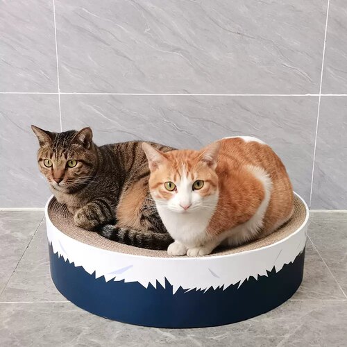 简约圆形猫饼瓦楞纸猫抓板圆盘碗形猫爪板磨爪器加厚碗形猫窝猫床 - 图2