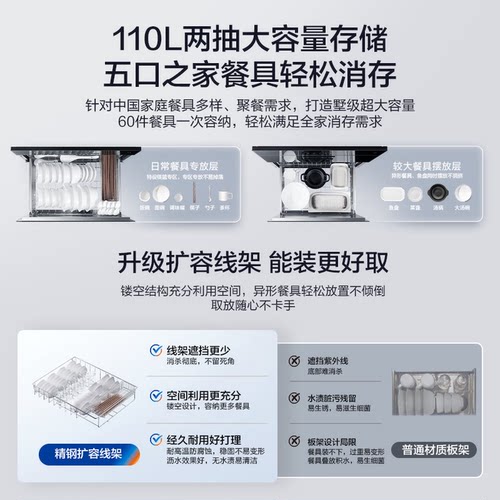 [新款]老板D2mini消毒柜110L嵌入式烘干家用厨房小尺寸碗柜官方 - 图2