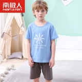 Летняя тонкая хлопковая детская пижама для мальчиков, подходит для подростков, короткий рукав