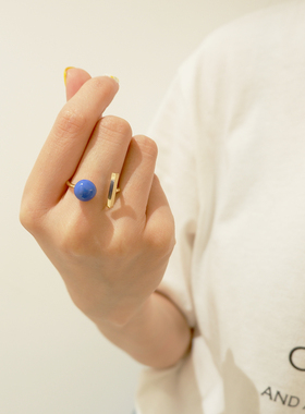手作蓝色圆点戒指小众STANDii