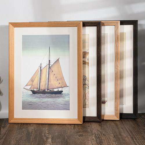 实木画框装裱任意大尺寸4k8开儿童素描拼图框4A3原木复古像框定制 - 图0