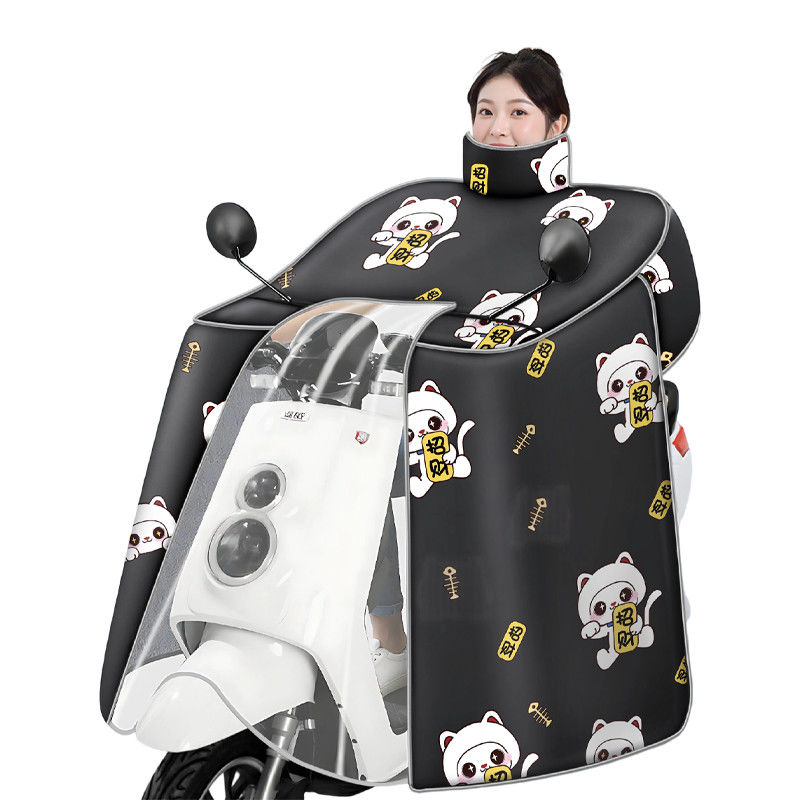 挡风被冬季加厚挡风被特厚电动车挡风被斗篷式加绒防水新款挡风被 - 图3