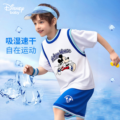 迪士尼童装男童短袖套装2026新款