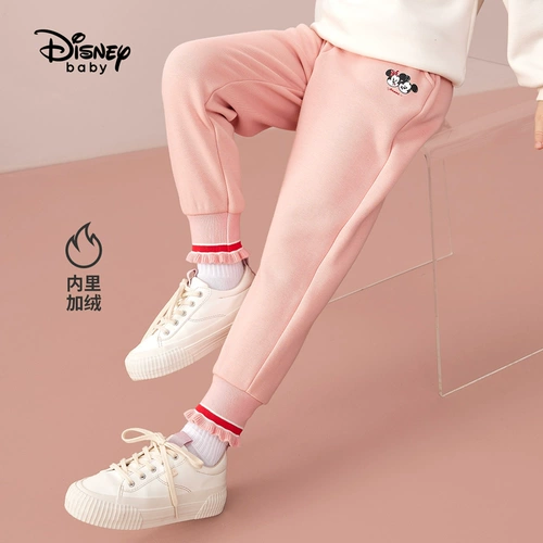 Дисней, демисезонные бархатные удерживающие тепло штаны, увеличенная толщина, в западном стиле