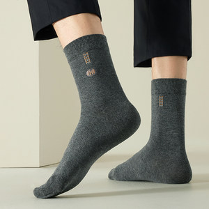 恒源祥纯棉袜子男士中筒袜春秋冬季全棉抗菌防臭款吸汗透气长袜男