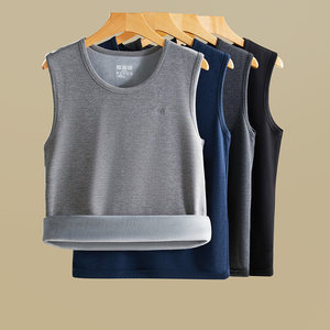 恒源祥保暖背心男士加绒加厚德绒发热内衣防寒内穿马甲上衣秋冬季