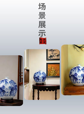 手绘青花瓷花瓶陶瓷摆件高档瓷器