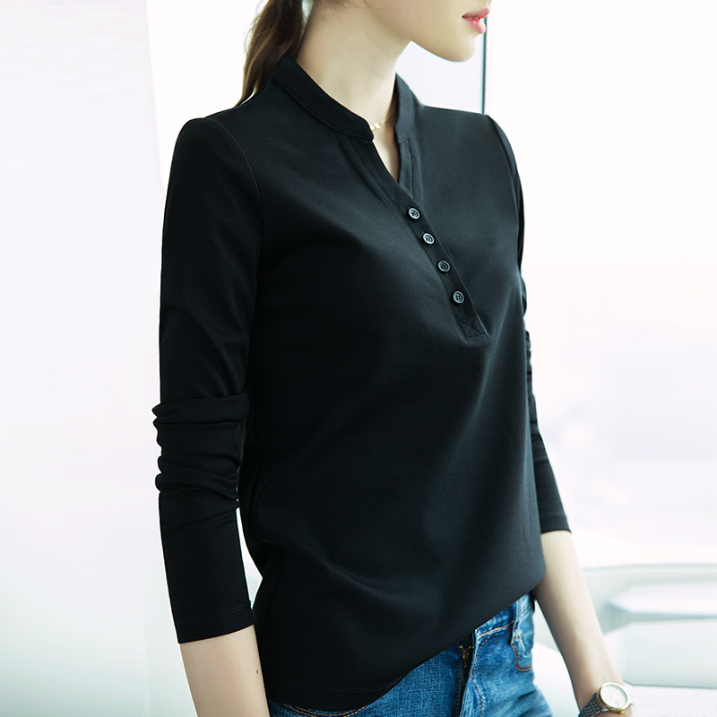 雀后黑色t恤长袖七分袖2020打底衫 雀后T恤