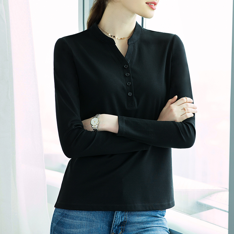 雀后黑色t恤长袖七分袖2020打底衫 雀后T恤