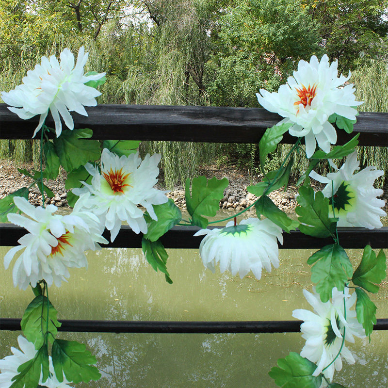 仿真花菊花藤花串挂花便宜清明花绢花扫墓花墓碑花条装饰花假花藤_虎窝淘