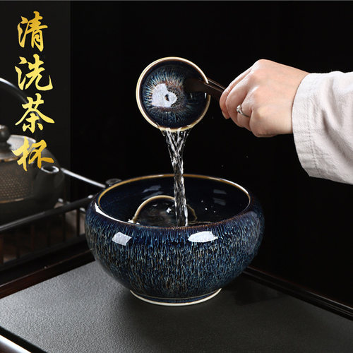 康乐品建盏镶鎏银茶具套装家用陶瓷曜变石飘壶景德镇茶器茶杯茶道 - 图1