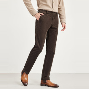 七匹狼匹马棉灯芯绒基础款多彩长裤弹力舒适保暖通勤高级感裤子男