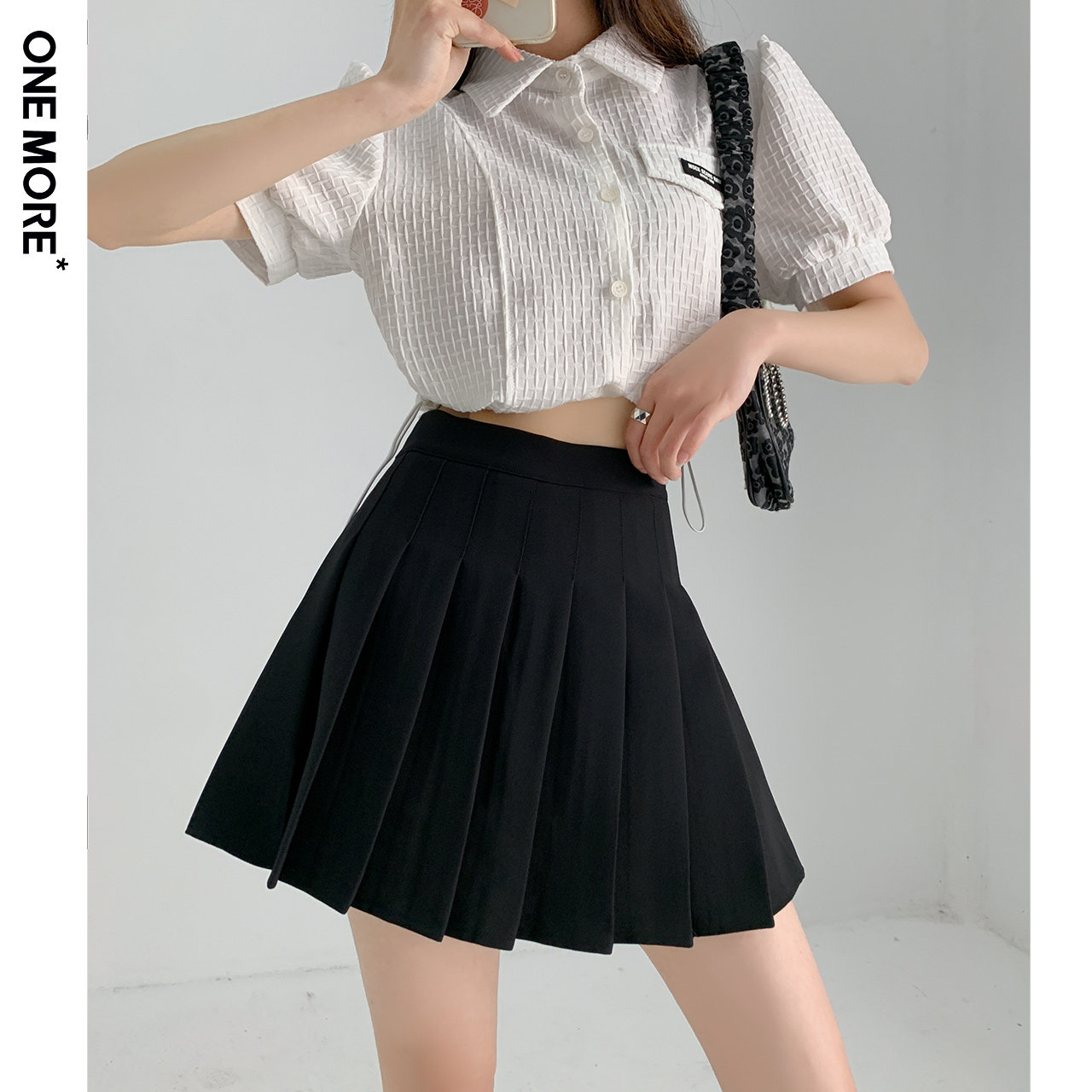 one more2022春夏新款百褶jk半身裙 onemore半身裙