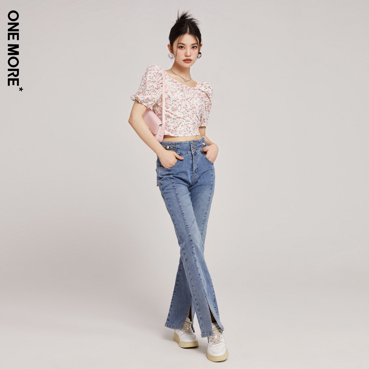 one more2022夏季新款短袖雪纺衫 onemore蕾丝衫/雪纺衫