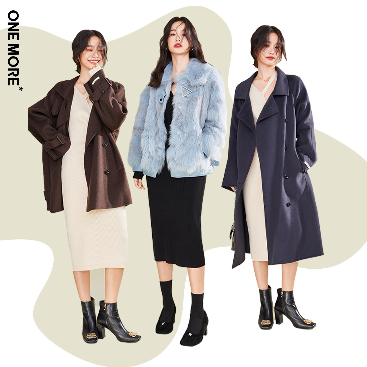 onemore2021秋冬新款修身连衣裙 onemore连衣裙