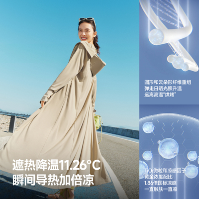 蕉下长款透气冰丝防晒衣前后两穿