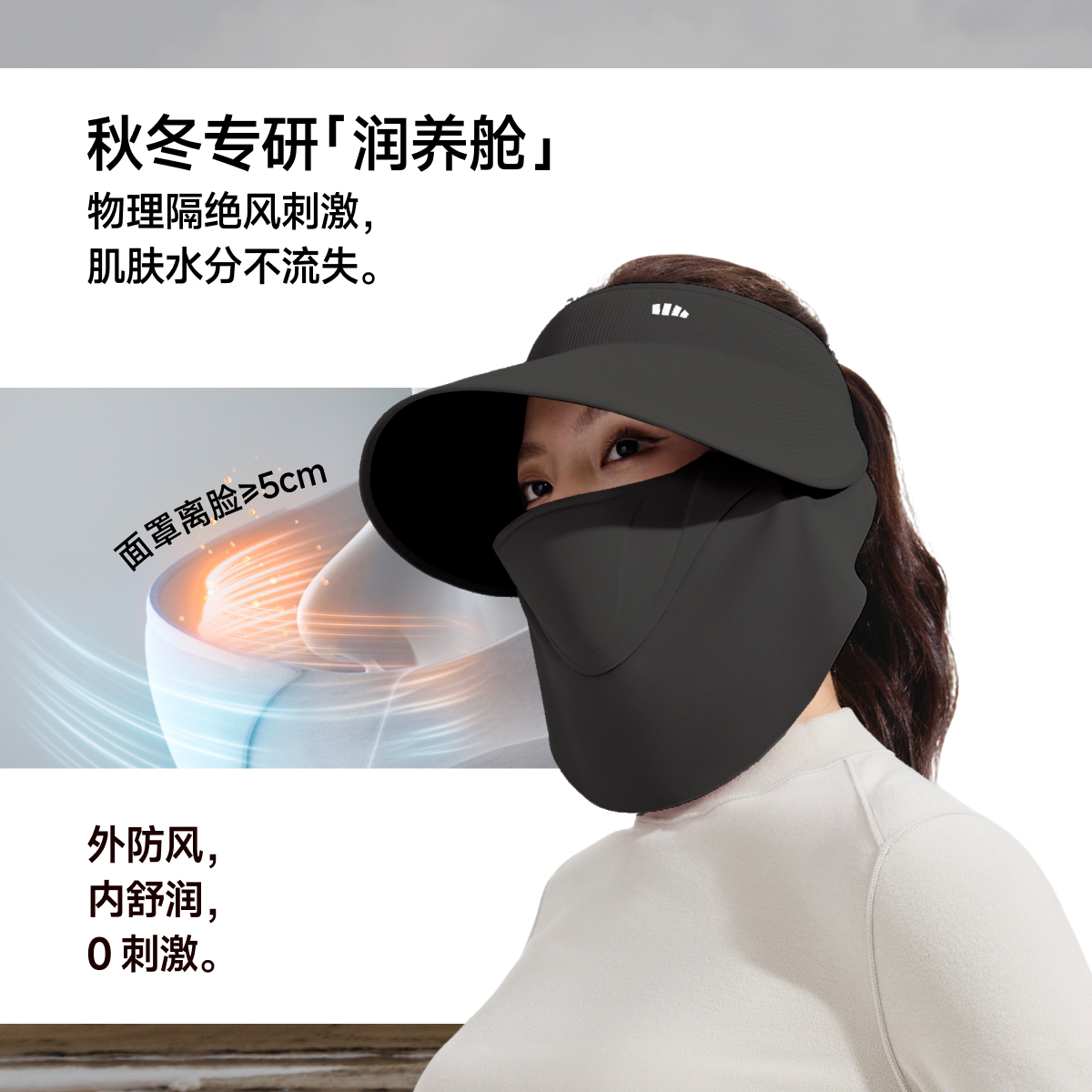 蕉下四季磁吸面罩防护帽防晒女款帽子秋冬防紫外线遮阳可拆空顶帽