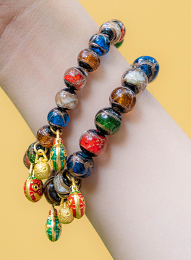 情侣香灰琉璃多宝吞金兽手串上岸