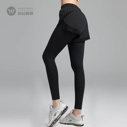 骑行假两件运动裤女高腰提臀跑步健身裤痕裸感瑜伽裤子显瘦速干 - 图3