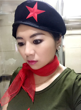 水兵舞五角星徽章纯羊毛蓓蕾帽