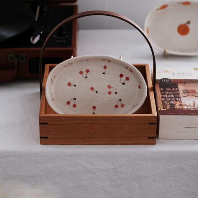 Kawatani Japanese-style cherry oval household handmade plate