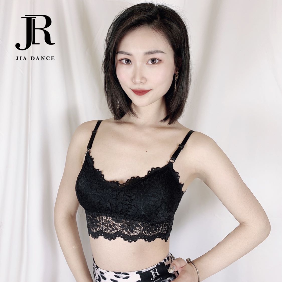 JIA.DANCE拉丁舞新款内衣女国标蕾丝吊带练功服带胸垫N09-图0