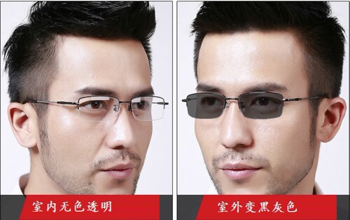 配眼镜金边近视镜超轻男中年金丝边镜框半框变色眼镜大脸老花镜 - 图2