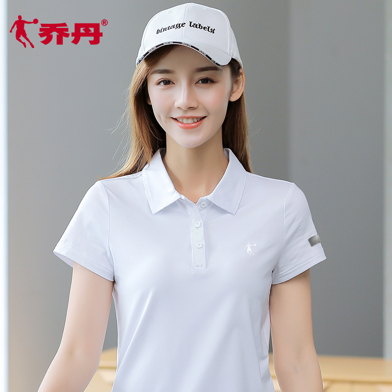 Jordan short sleeve T-shirt for women 2020 summer new loose fast dry white half sleeve women's lapel sports polo shirt shirt