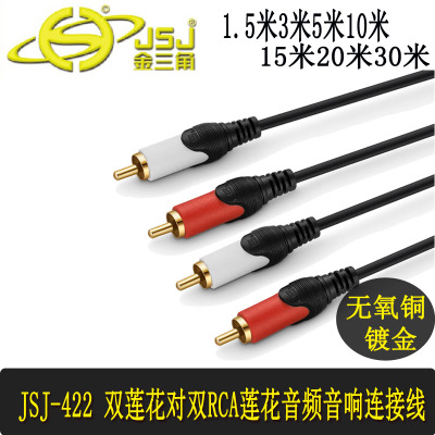 2RCA红白双莲花音频线二对二双头左右声道3米5米10米15米20米30米 - 图3