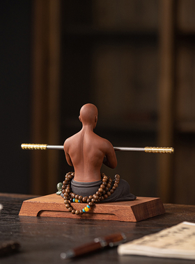 禅意紫砂小僧佛系小和尚摆件