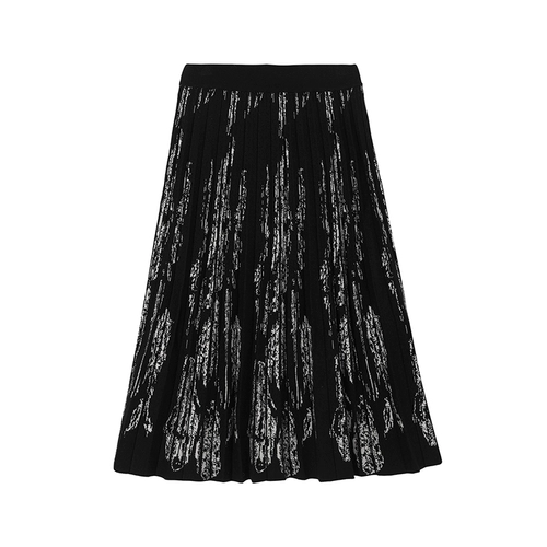 Ретро дизайнерская трикотажная осенняя юбка в складку, тренд сезона, высокая талия