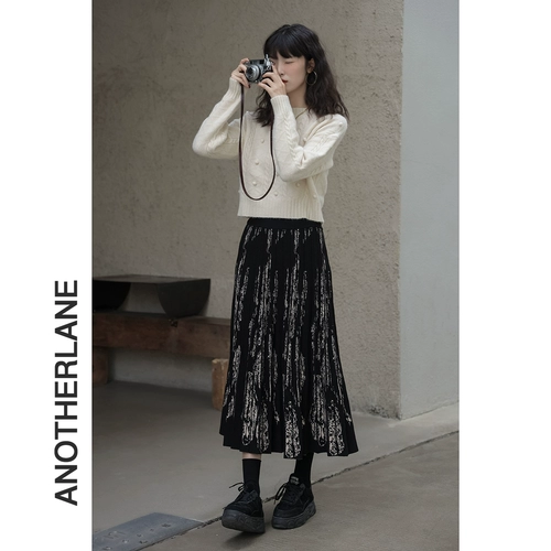 Ретро дизайнерская трикотажная осенняя юбка в складку, тренд сезона, высокая талия