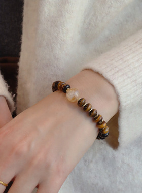 新中式精品复古天然虎眼石手链