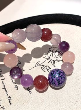 【紫色梦语】原创天然薰衣草紫水晶手串手链女款百搭紫锂云母