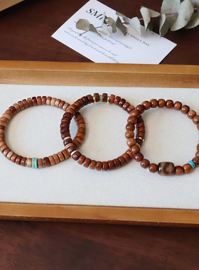 库克手串直切药片搭配绿松石简约手链女新中式文玩手串男国风简约