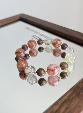 【红树林】天然红胶花黑金超七手串金丝檀木柠檬晶随形小众百搭