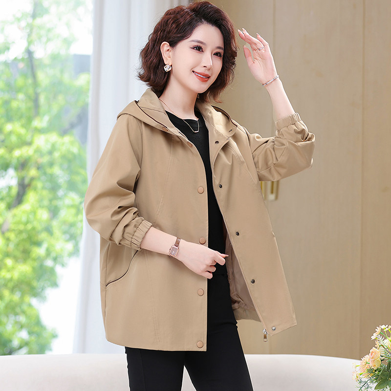 200斤可穿胖妈妈春秋装宽松风衣夹克加肥大码中老年女装遮肚外套,淘宝优惠券,粉丝福利购,淘宝优惠卷