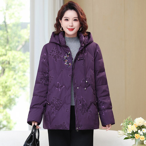 老年羽绒服女装中长款大码休闲加厚妈妈冬季奶奶老人太太冬装外套 - 图2