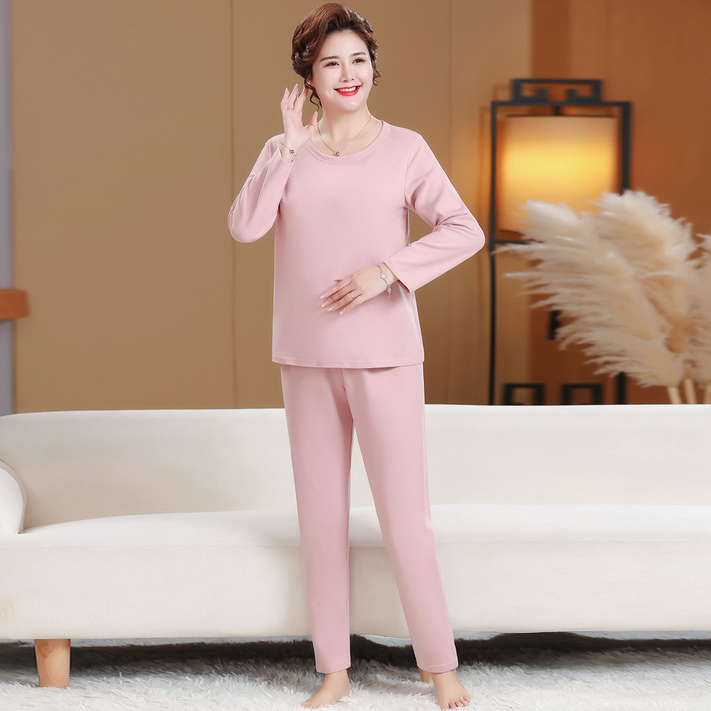 中老年人保暖内衣女纯棉秋衣秋裤套装女式打底珠花绒女士妈妈冬季,淘宝优惠券,粉丝福利购,淘宝优惠卷