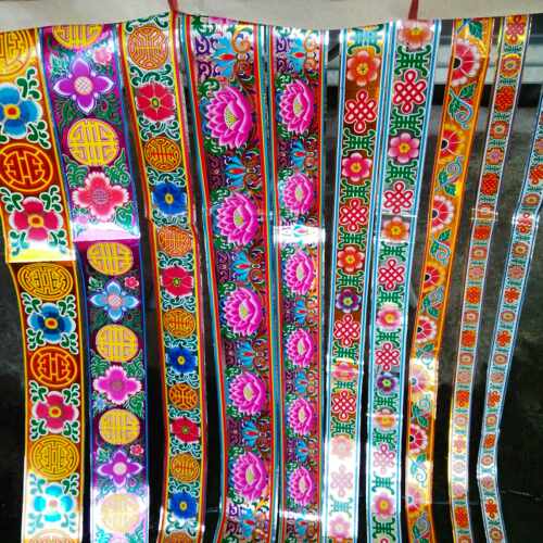 潮汕纸活用品 铝纸花边 传统手工纸扎配件 寿条贴纸花花边200张 - 图0