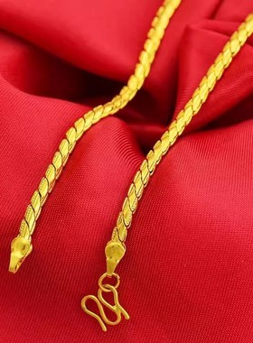 爆款越南沙金项链男士蛇骨链不掉色镀金项链仿黄金色链子生日礼物