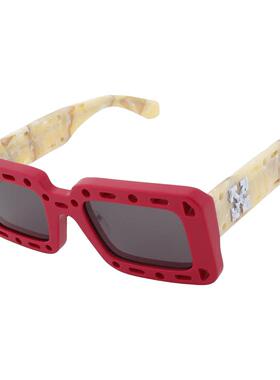 灰白色Off-White OERI025 2507 52男女太阳眼镜红色OffWhite