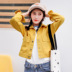 Mùa xuân 2019 mới của phụ nữ mùa thu đông ngắn áo khoác denim áo khoác đơn giản thêu ngực đơn giản quần áo dài tay 011 - Áo khoác ngắn thời trang nữ 2021 Áo khoác ngắn