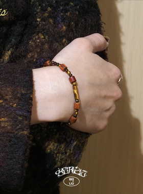 Beirliu 「信笺」原创新中式天然虎眼石黑花梨木女款手串手链礼物