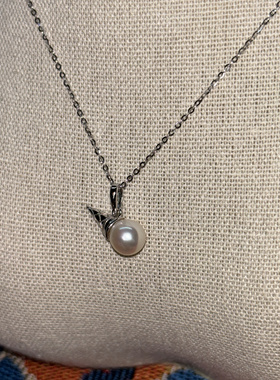 S925纯银7-8mm天然淡水珍珠冰激凌项链女新款款时尚百搭经典