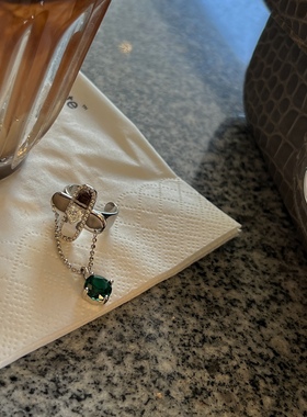 Poetictwinkle原创设计爱情创可贴链条吊钻十字架925银开口戒指