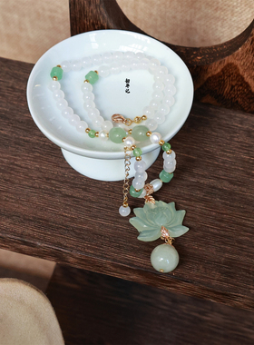 韶华记岫玉玛瑙女莲花古风璎珞