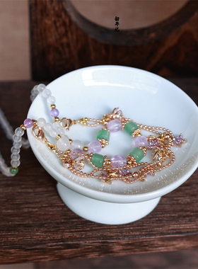 韶华记锆石水晶花朵两用璎珞项链